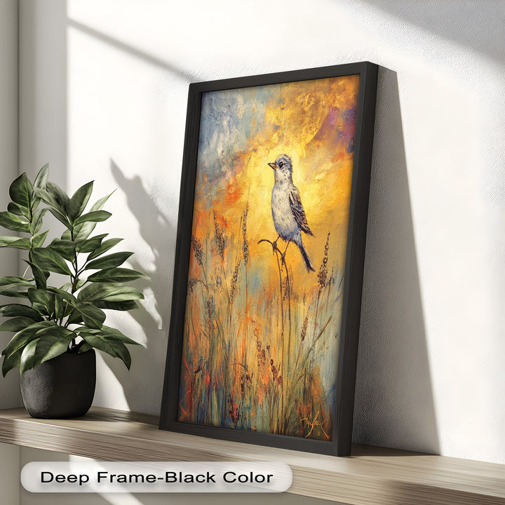 Twilight Songbird – Expressive Bird Oil Painting