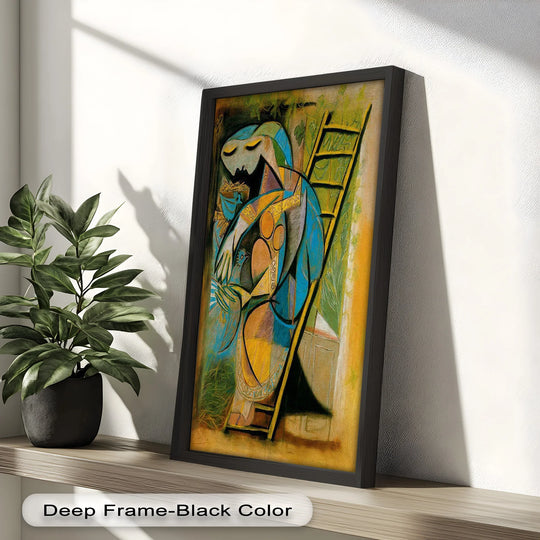 Highlighting the abstract quality, The Nesting Spirit, a cubist-inspired oil painting decoration, presents a mother and bird in a unique artistic expression.