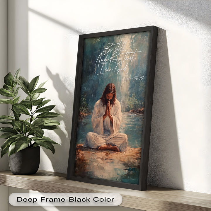Be Still and Know – Serene Christian Wall Art of Jesus Meditating
