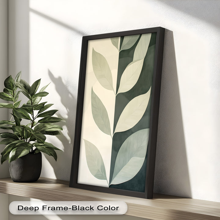 Minimalist Leaf  – Monochrome Botanical Oil Painting