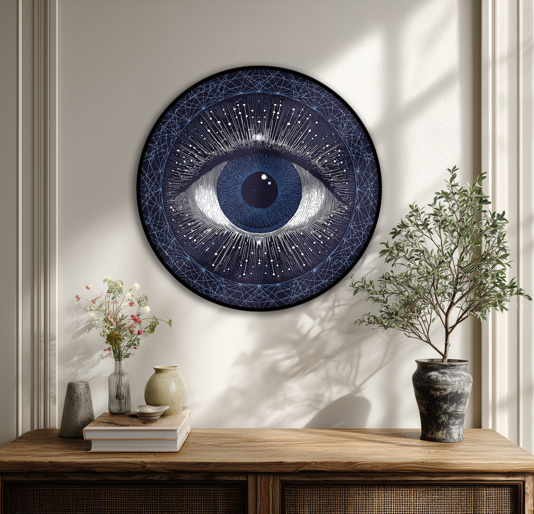 Lienzo redondo con estampado de Visión Cósmica – Arte abstracto celestial para pared
