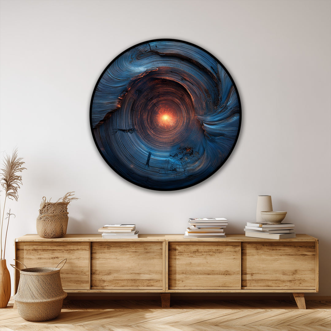 Oval der kosmischen Wellen Wandspiegel – Mehrschichtiges Metalldesign – MyPhotoStation