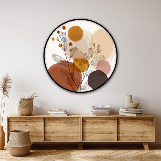 Featuring earthy tones, this round canvas print presents modern minimal wall art, blending seamlessly into your canvas wall decor with its soothing hues.