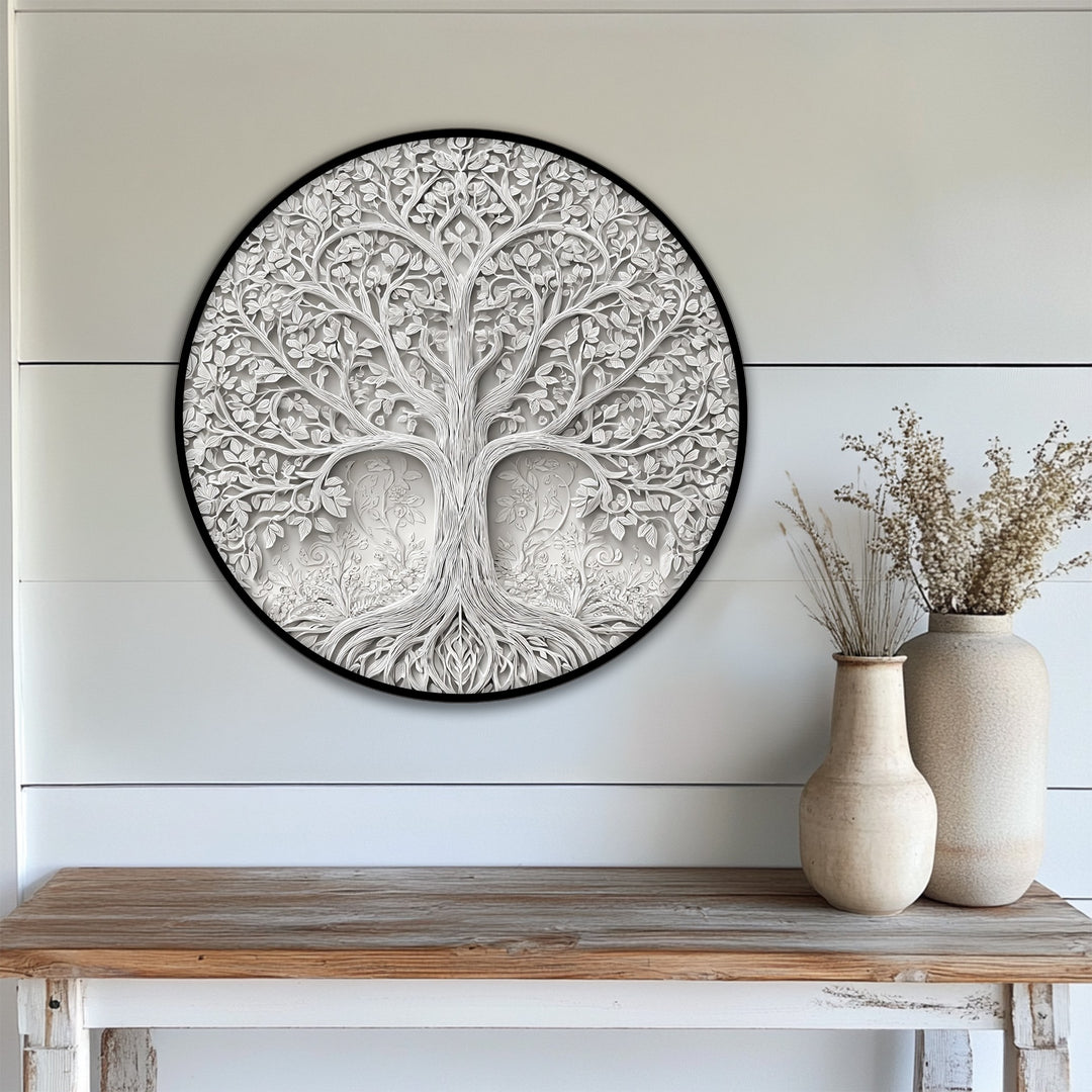 The swirling branches and leaves of this tree of life design seem to dance across this high quality canvas prints, bringing dynamic movement to the botanical wall art.