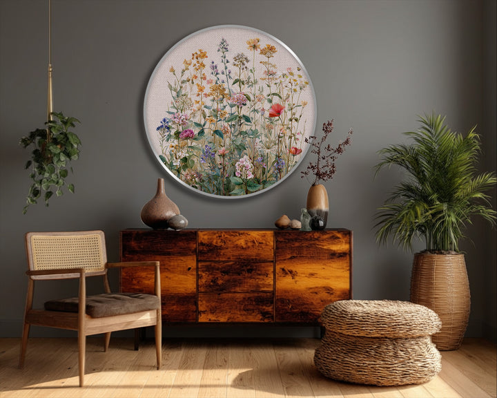 Premium canvas painting material ensures the wildflower meadow canvas print offers lasting beauty and sophisticated soft botanical wall art appeal.