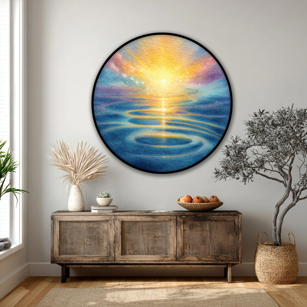 Light and shadow define the ripples on this vibrant sunset ocean scene in one of the best canvas prints, capturing the warmth of the sun's reflection on the water.