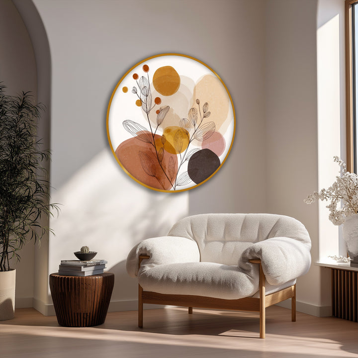 Swirling earthy shapes and botanical lines create a captivating sense of movement within this modern minimal canvas wall decor art print.