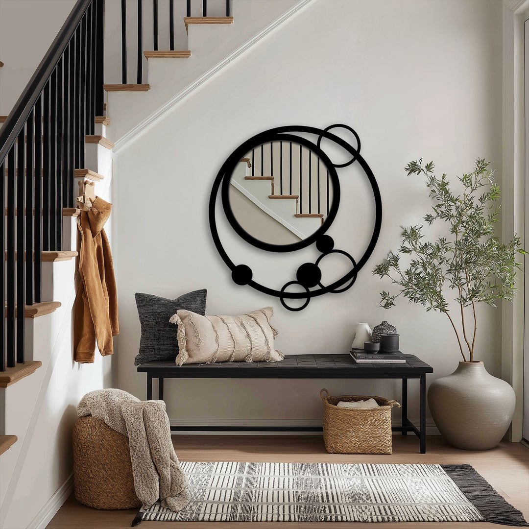 modern black metal floor mirror