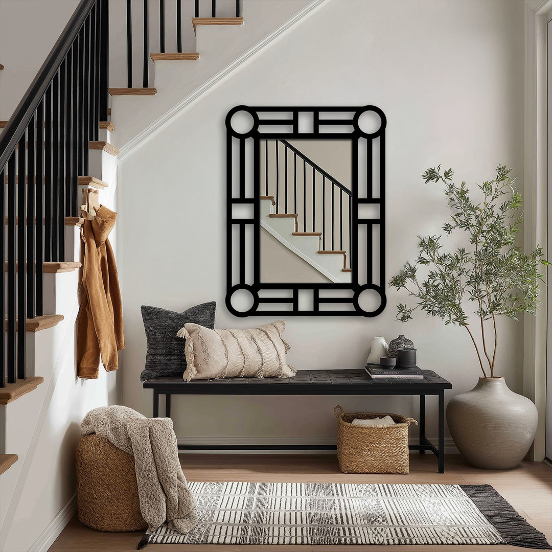 Geometric Circle Accent Metal Wall Mirror – Modern Symmetry Design