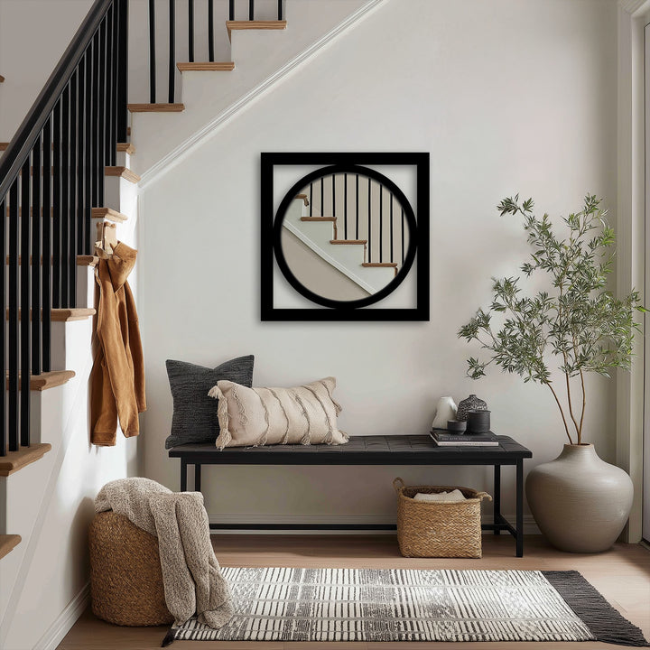 Circle Within Square Decorative Wall Mirror – Modern Minimalist Mirror Wall Decor