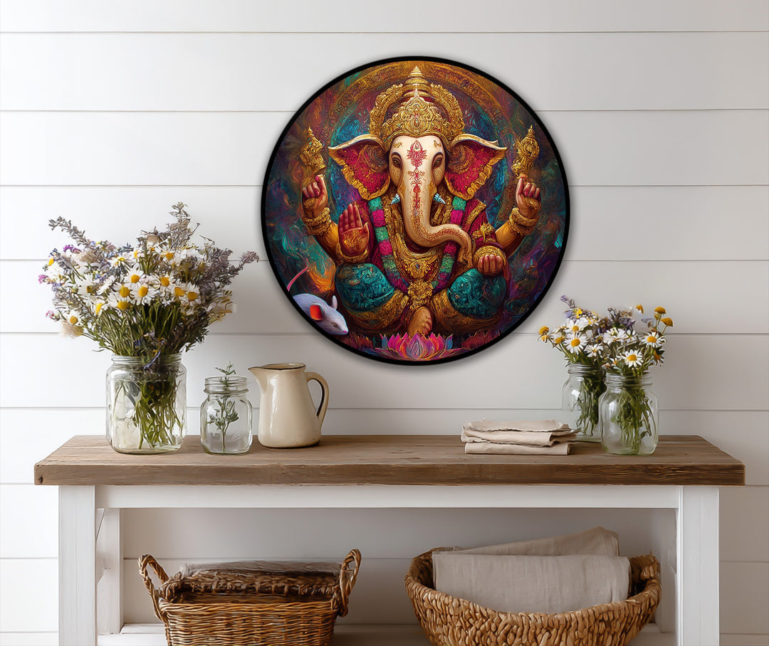 Divine Prosperity – Ganesha Radiant Gold Oil Painting