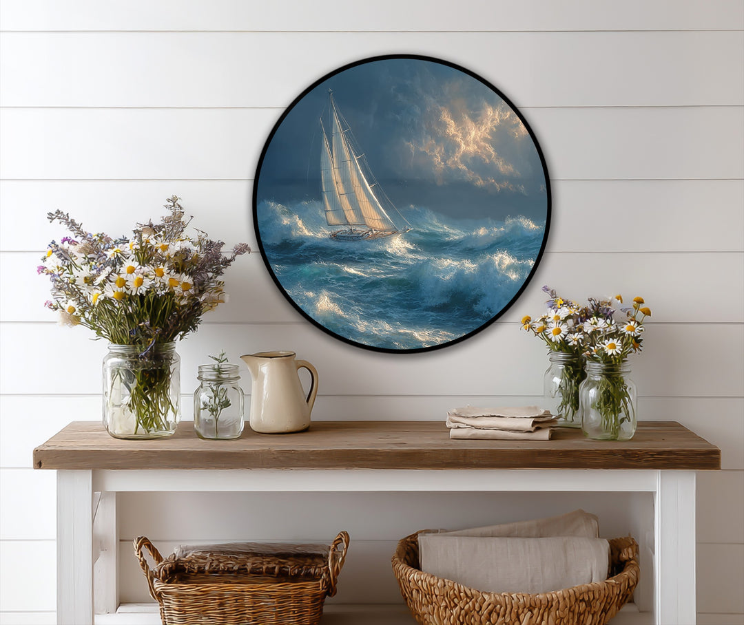 sailboat ocean oil painting