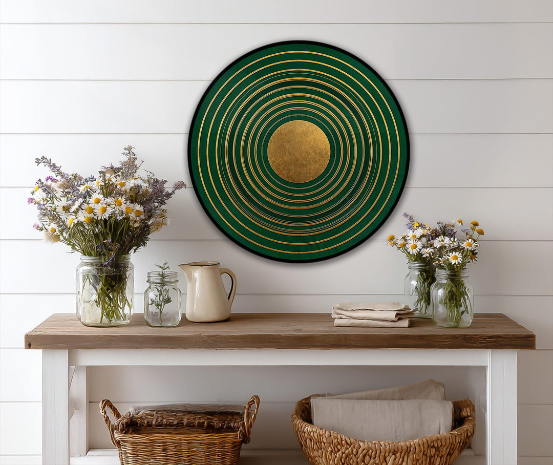 elegant green round oil painting