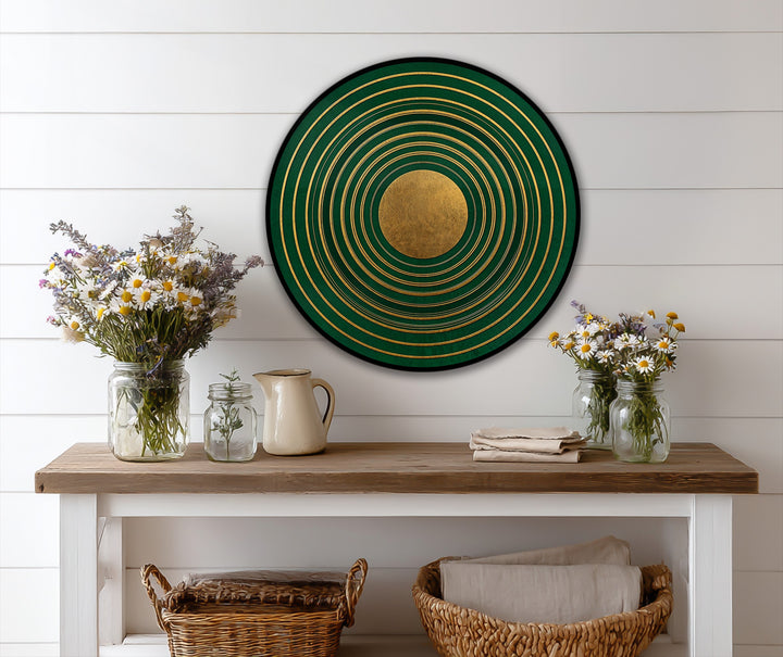 elegant green round oil painting
