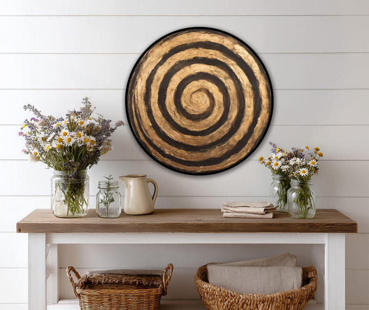 gold abstract round painting