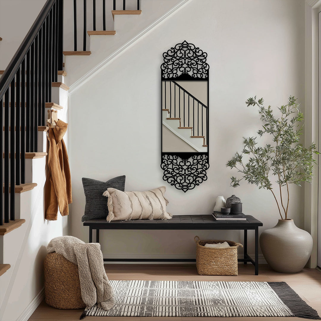 Llave griega redonda decorativa Espejo De Pared – Decoración de pared con espejo clásico moderno