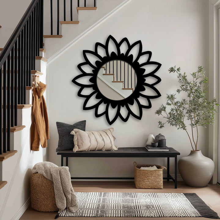 Illuminating the Bloom Silhouette Floor Mirror, the brightest area emphasizes its role as a decorative mirror that enhances hallway decor.