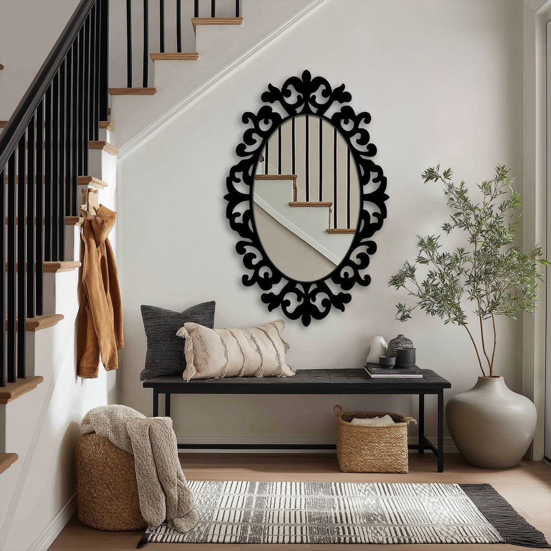 Regal Scroll Oval Decorative Wall Mirror – Classic Baroque Elegance