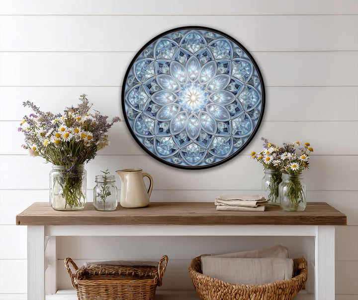 blue abstract circular painting