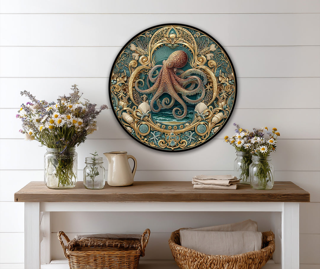 vintage nautical octopus painting