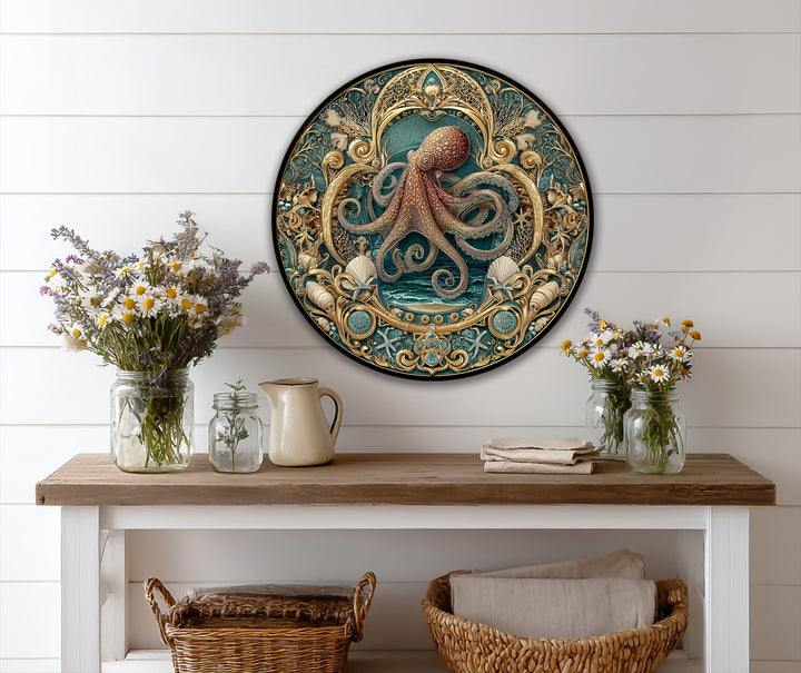 vintage nautical octopus painting