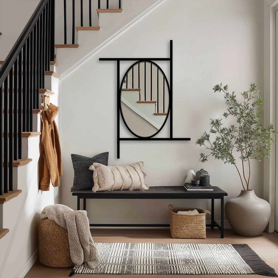 Offset Frame Oval Wall Mirror – Modern Minimalist Geometry