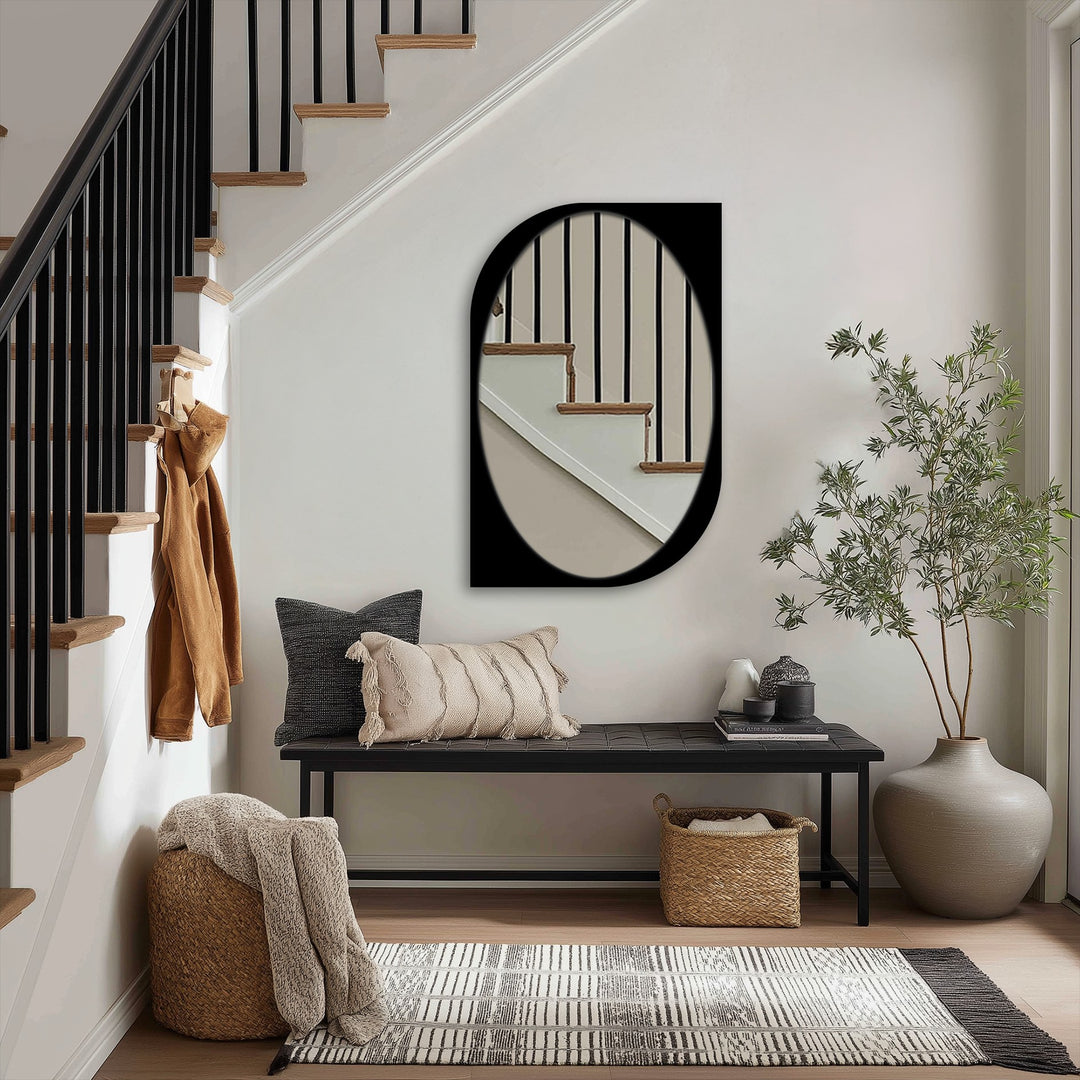 Asymmetry Edge Oval Wall Mirror – Modern Curved Frame Design