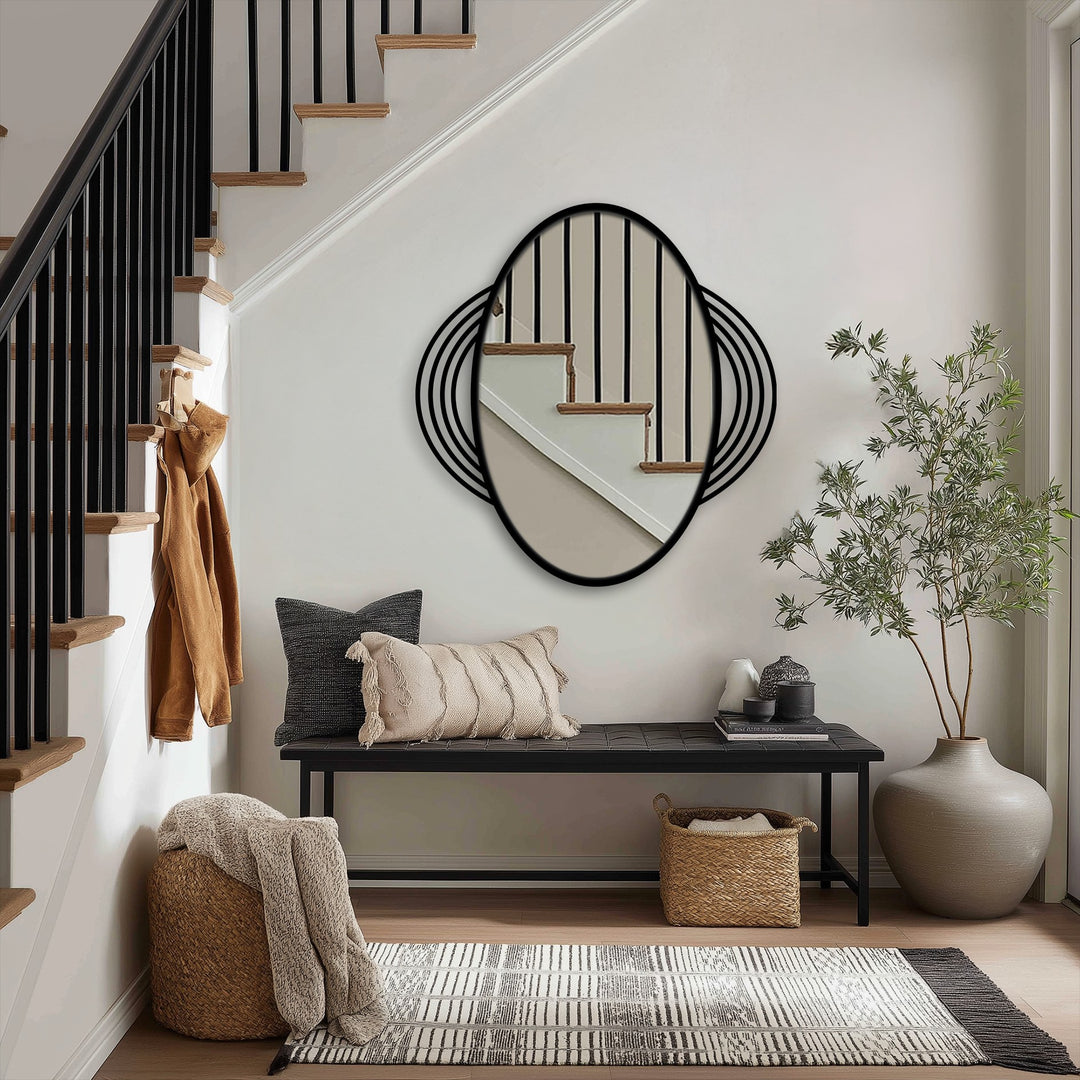 Contemporary metal oval mirror design