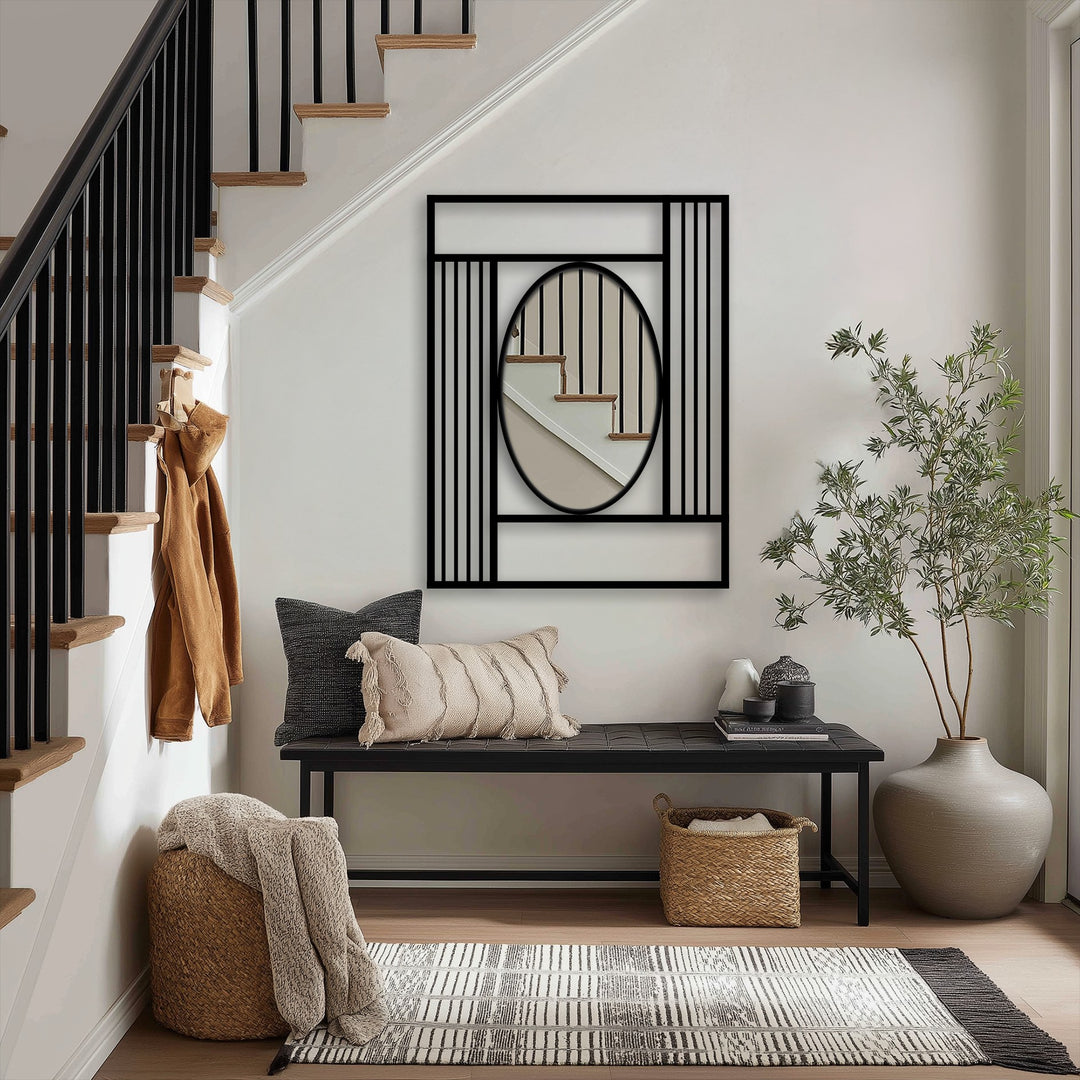 Décoration ronde à motif grec Miroir Mural–Décoration murale miroir classique moderne