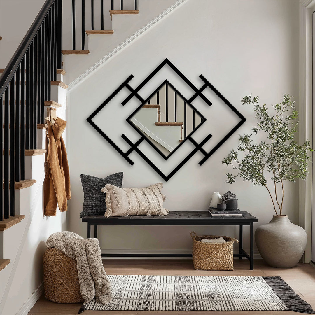 Sculptural diamond wall mirror