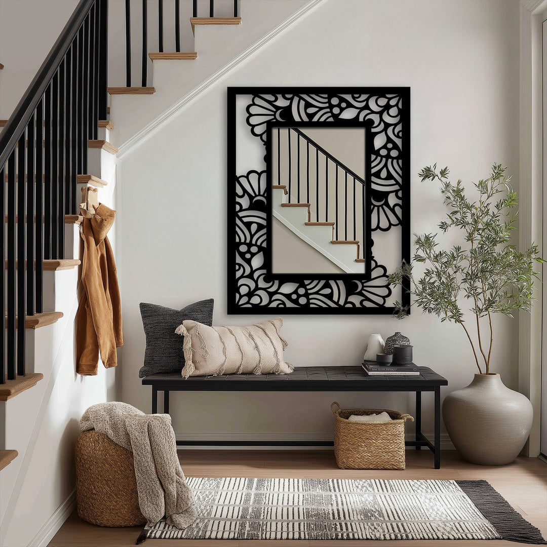 floral cutout metal mirror