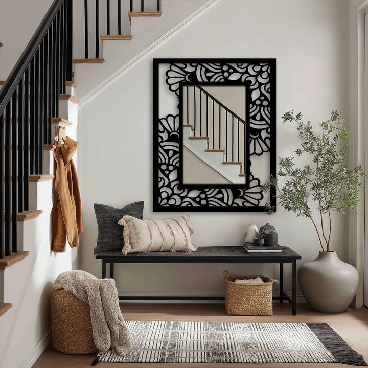 floral cutout metal mirror