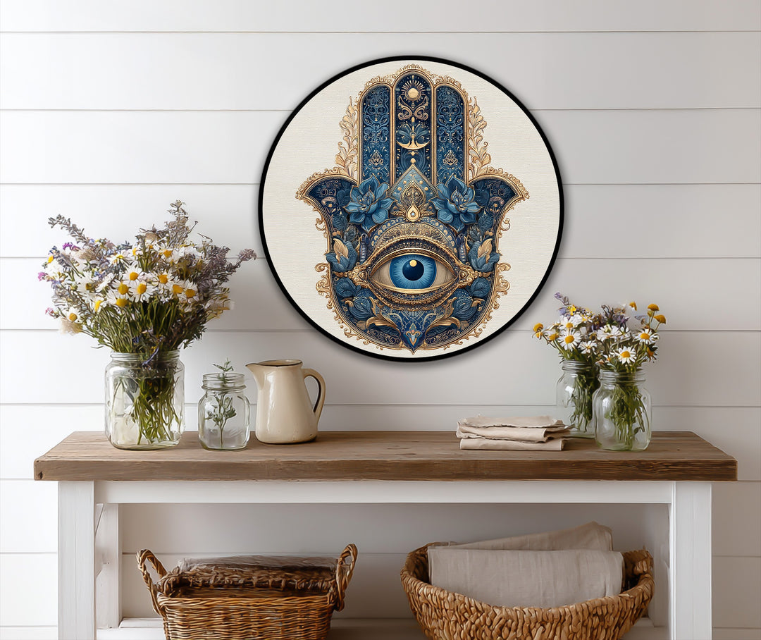 symbolic hamsa hand circular decor