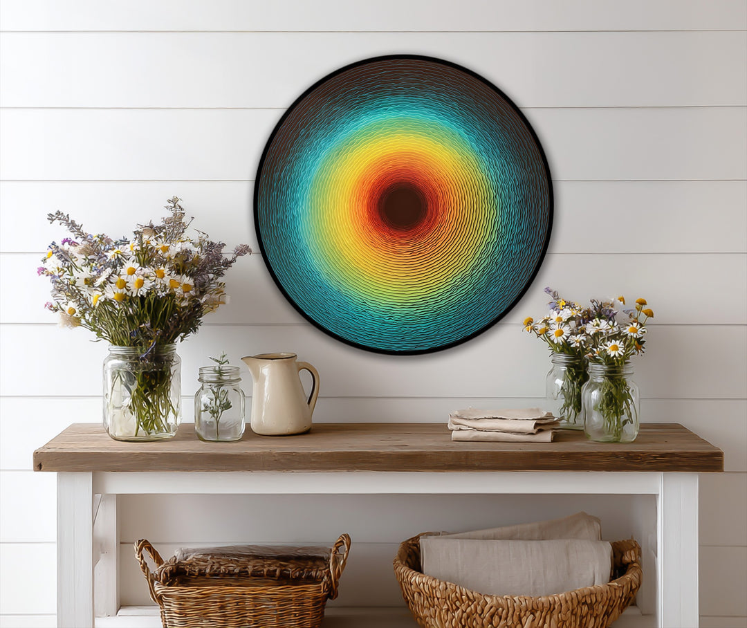 Disco de pulso solar – Círculo abstracto radiante Cuadro al óleo