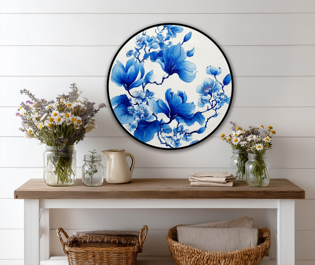Flores de magnolia azul – Elegantes y redondas Cuadro al óleo