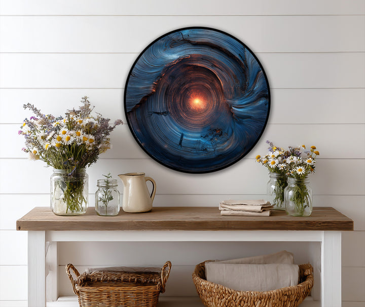 blue abstract vortex painting