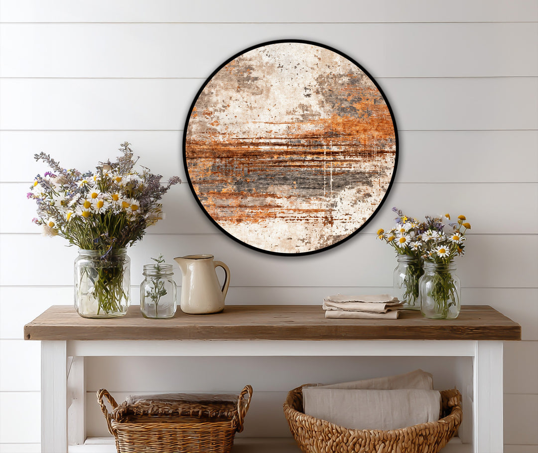 neutral earth tone circular painting
