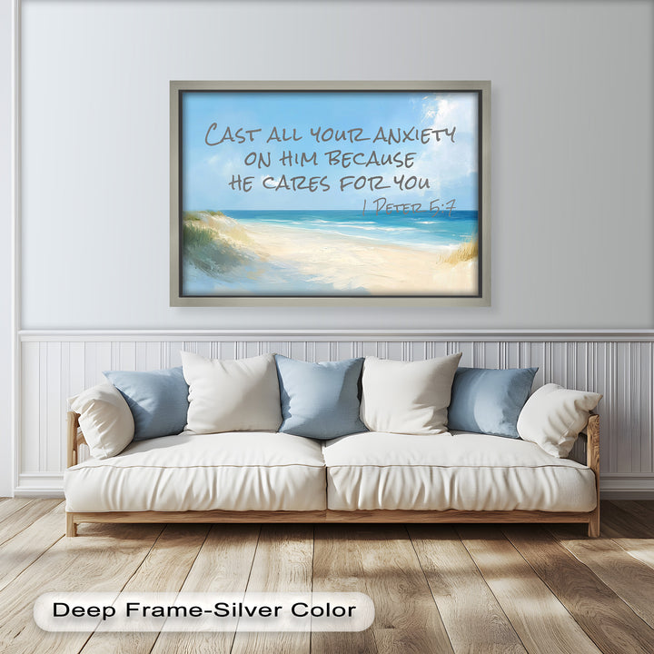 1 Peter 5:7 – Cast Your Anxiety Bible Verse Oil Painting