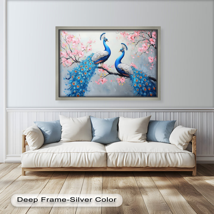 Peacocks Among Cherry Blossoms – Animal Oil Painting