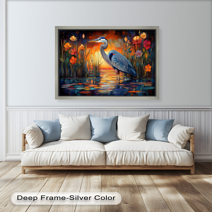 Heron at Sunset  – Animal Oil Painting