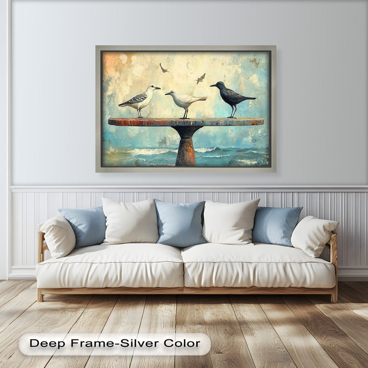 Surreal Birds on Pedestal – Animal Oil Painting