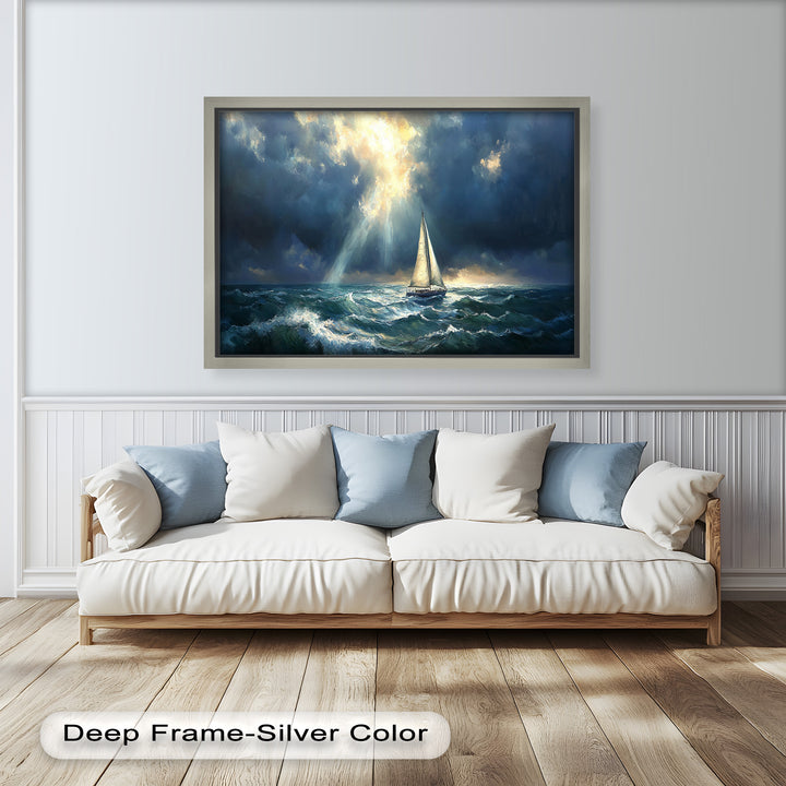Stormy Horizon – Boat Oil Painting