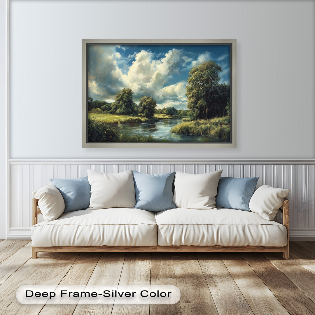 River Landscape Painting – Framed Oil Painting
