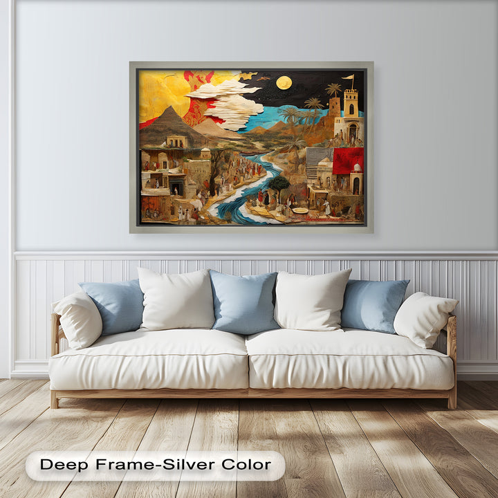 River of Time – Ancient Civilization Collage Picasso Oil Painting