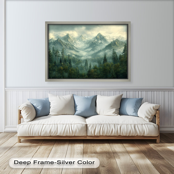 Misty Mountain Forest - Framed Oil Paintings