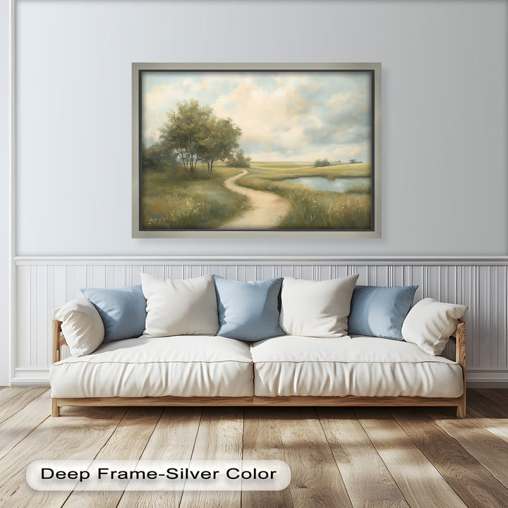 A soothing tribute to rural beauty, this painting invites the viewer to slow down, wander, and find comfort in nature’s quiet elegance.