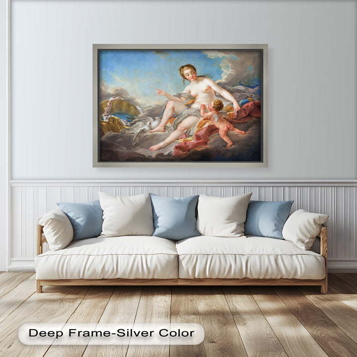 Venus und Amor in den Wolken – Rokoko-Ölgemälde