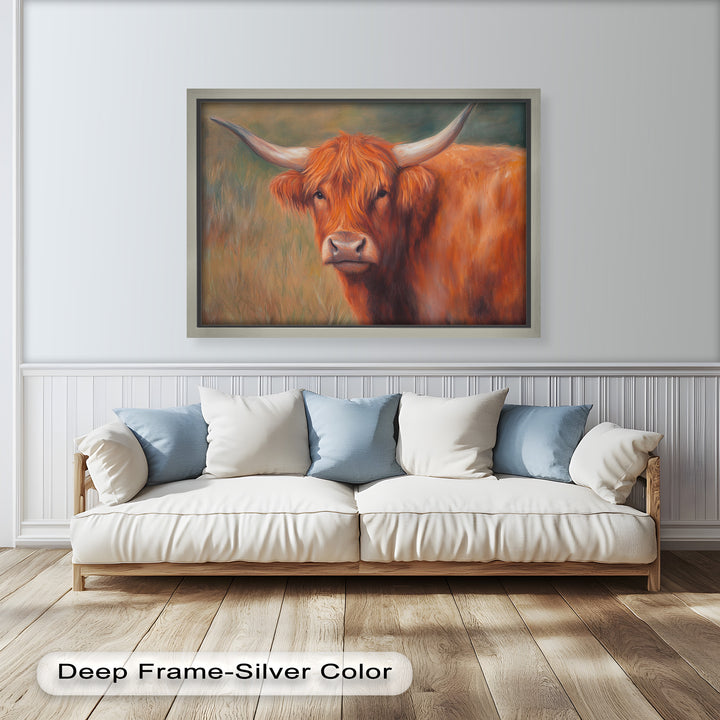 Highland Cow Oil Painting – Warm Animal Wall Art