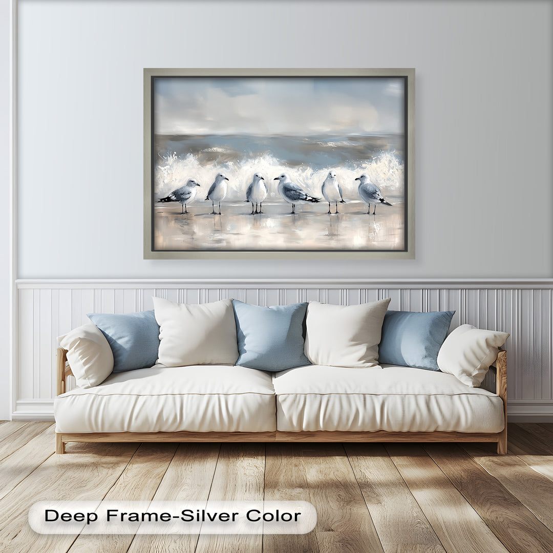 Seagulls and Surf – Bird Oil Painting