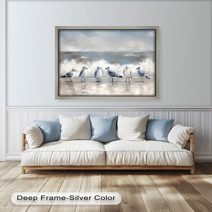 Seagulls and Surf – Bird Oil Painting